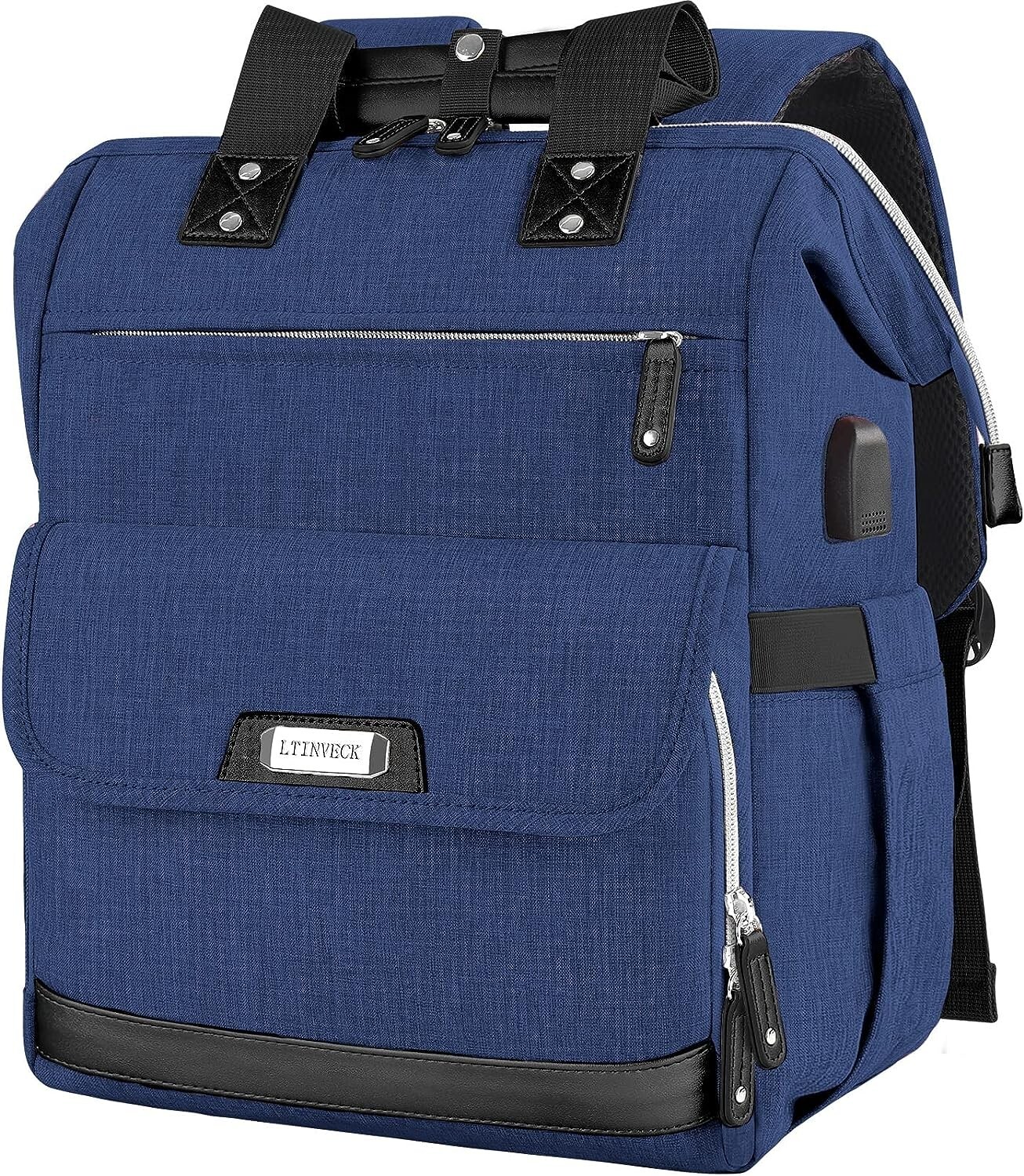 Women's RFID Anti-Theft Laptop Backpack Fits 15.6 Inch Blue Computer Bag-image