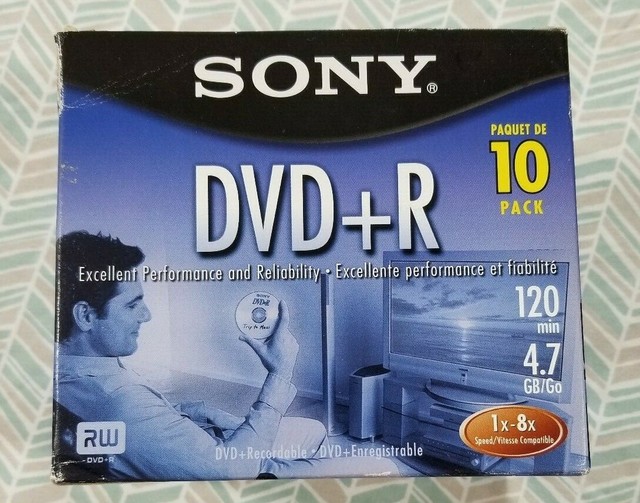Sony DVD+R 10 Pack 120 Min. 4.7GB Jewel Case New Sealed Blank Discs eBay