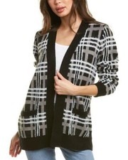 Nwt Olive & Vine Jacquard Cardigan. Black/grey/cream Combo.size: L.