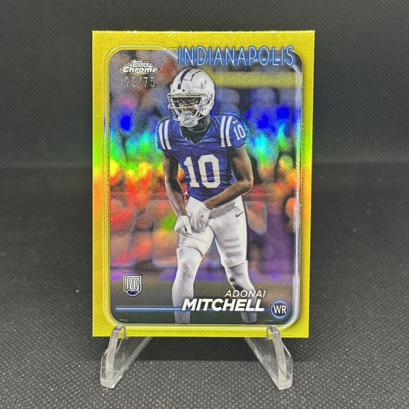 2024 Topps Chrome Adonai Mitchell Rookie Yellow Wave Refractor /75 #210 Colts