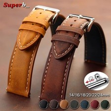 18/20/22mm Genuine Calfskin Leather Watch Strap Vintage Brown Quick Release Band