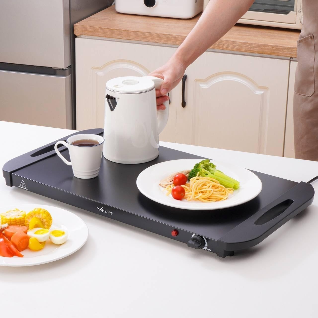 3-Pan Buffet Server, 3 x 2.5L Capacity Per Pans, 300W Food Warmer Adjustable