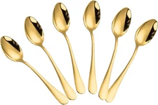 Mini Coffee Spoon Stainless Steel Small Spoons for Dessert Teaset of 6 Gold