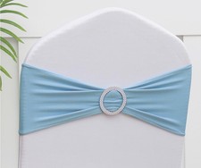 Baby Blue Chair Sashes 50 Pack, Baby Blue Sashes for Covers, Chair Bands for ...