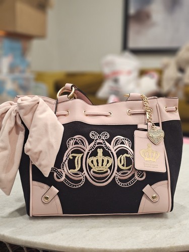 Juicy Couture Lovers Club Terry Tote Daydreamer Bag Black Pink Y2K NWT RARE