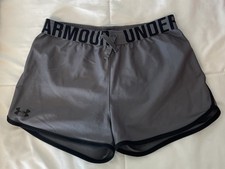 Under Armour HeatGear Girls Gray/Black YLG Loose Shorts Drawstring Waist