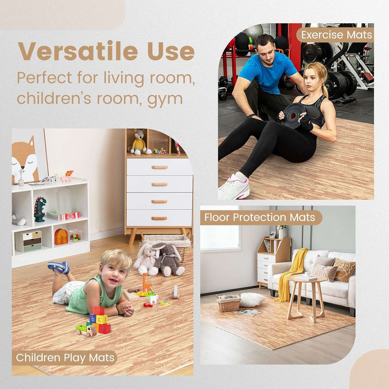 25 Interlocking Foam Mats for Home Gym - 100 SQ FT Non-Slip Flooring