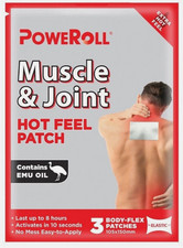 NEW Glimlife Poweroll Muscle and Joint Hot Patch x 3 Pack Hot Relief Emu Oil 
