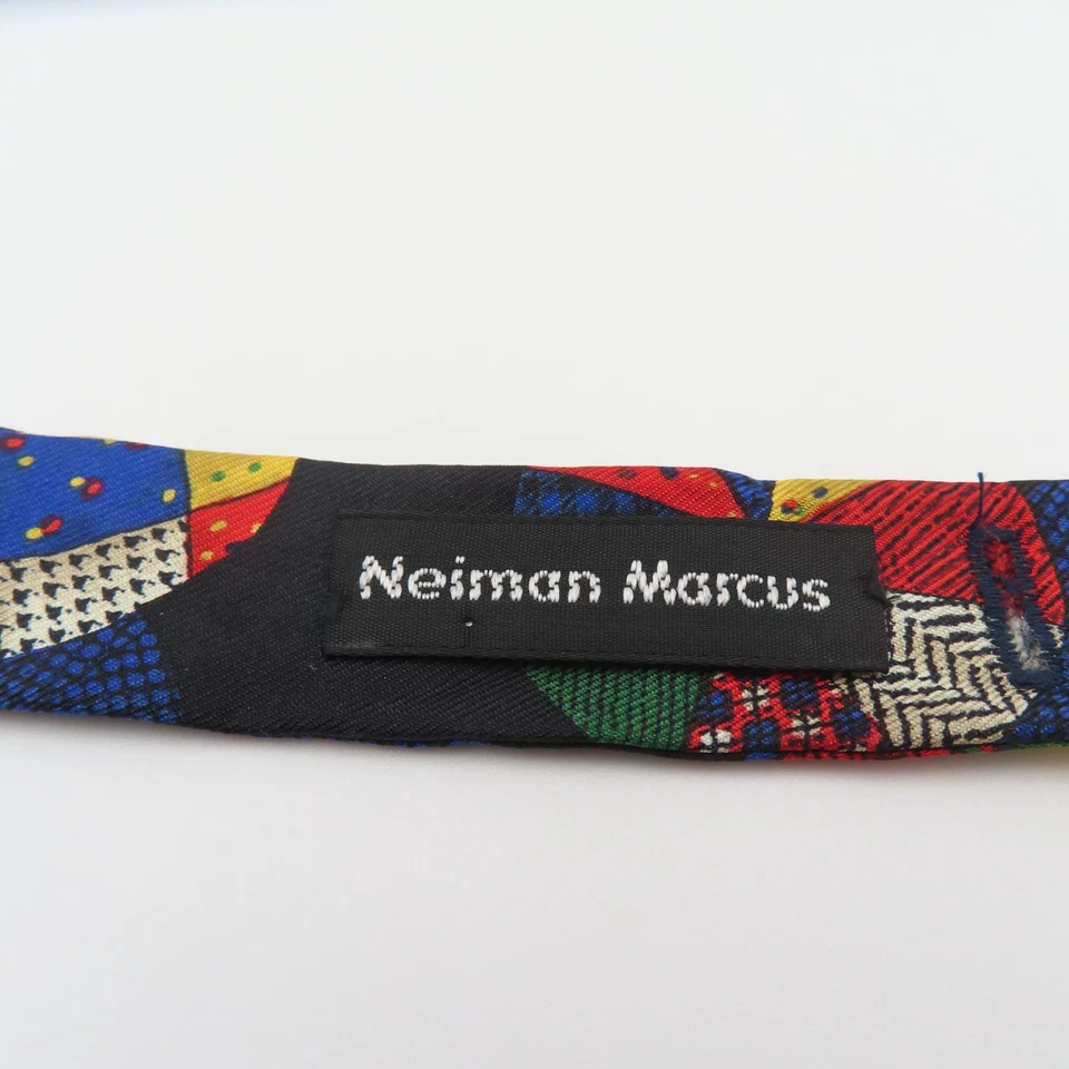 Pajarita Neiman Marcus Azul Amarillo Verde Bola 2.5" Ancho Auto Corbata Seda Foto 3 de 3