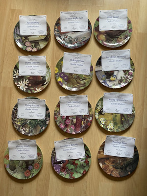 Coalport 12er Set GARTENBESUCHER Vögel Teller aus Danbury neuwertig + Zertifikate