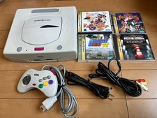 SEGA Saturn Console White Color  Controller with games Japan 1125