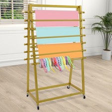 Ribbon Storage Rack, 15 Tier Ribbon Organizer, Double-Sided Scarf Rack Gold