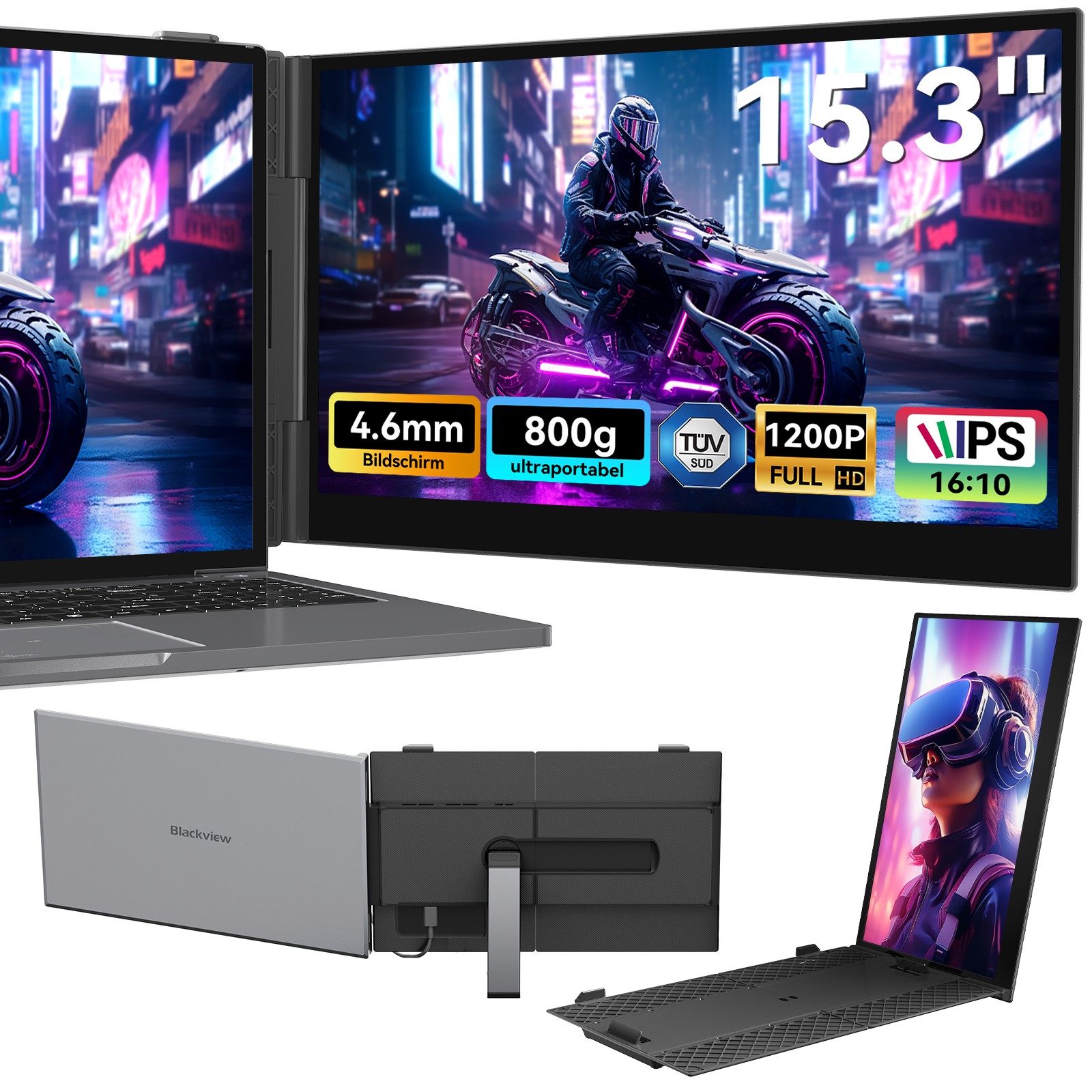 Blackview SCM8 15.3”FHD Monitor Portatile per Laptop Estensore dello Schermo del