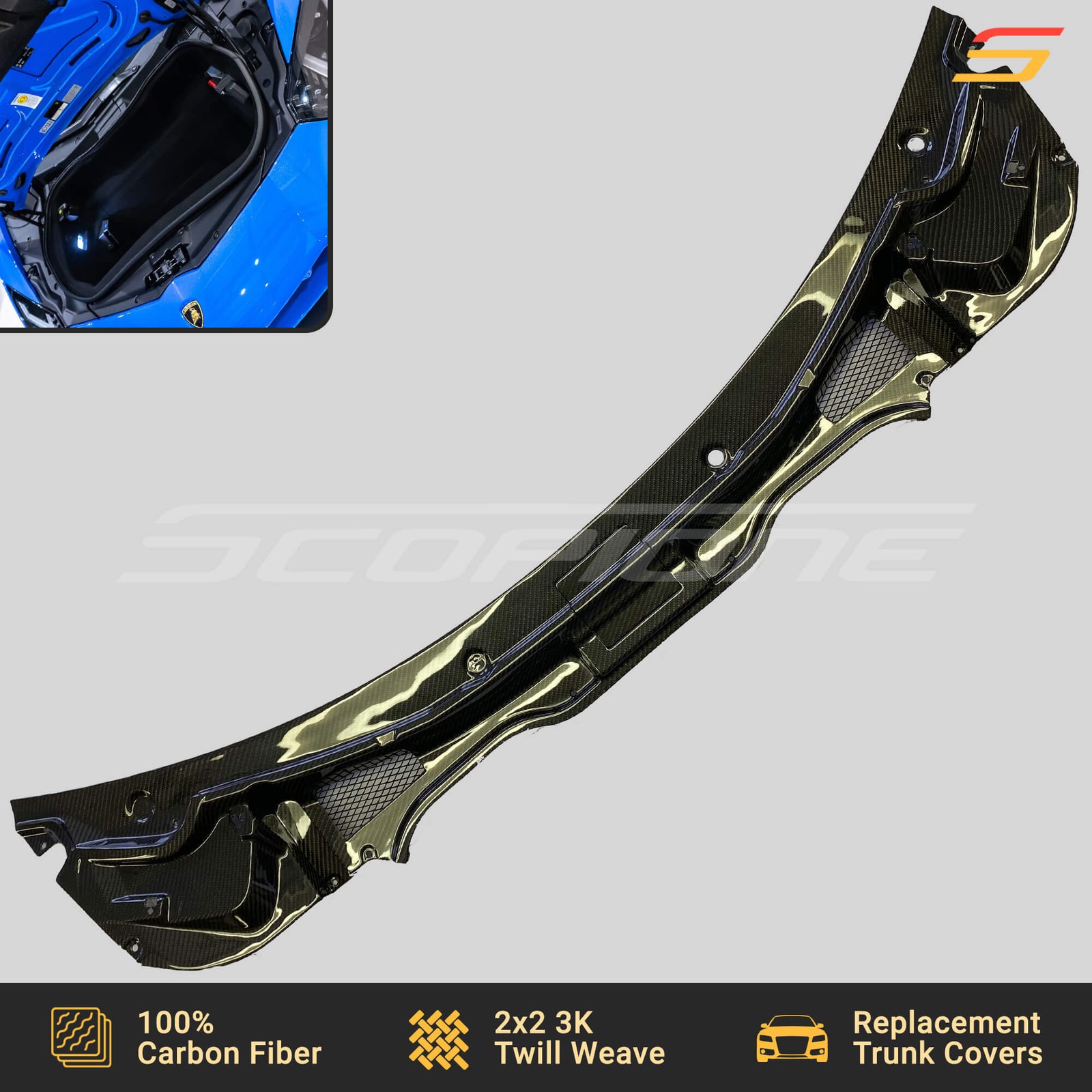 Scopione Carbon Fiber Hood Trunk Bonnet 4 Covers Kit for Lamborghini Aventador
