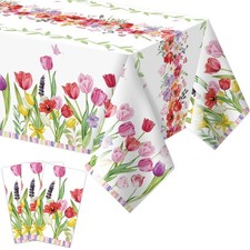 Floral Tablecloths, 3 Pack, 54 x 108, Disposable Table Covers