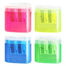 4 PCS Handheld Pencil Sharpeners with Lid, Multicolor Dual Hole Manual Little...