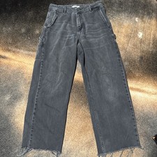Carhartt Dungaree Pants Mens S Gray B11 Carpenter Washed Duck Work Grunge Read 