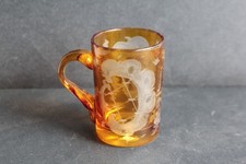 Ancien verre à liqueur cristal Bohême gravé émaillé (67786)