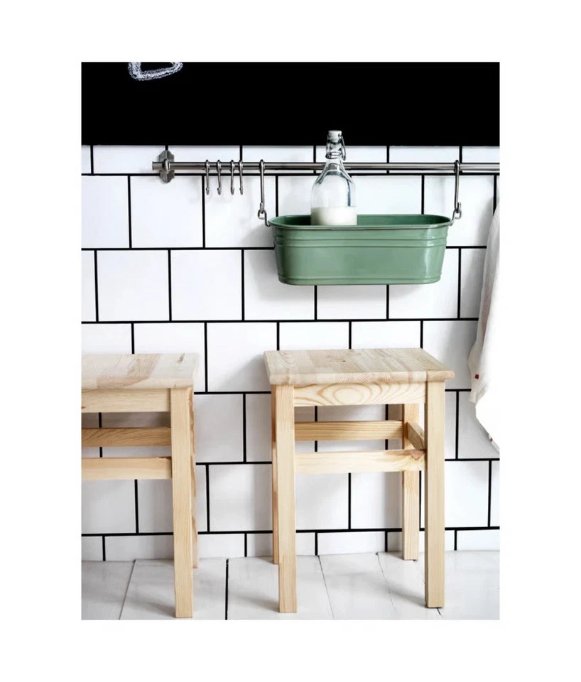 IKEA Oddvar Home Solid Pine Stool 45cm Tall Durable Wooden Stool Natural Pine - Image 4 of 4