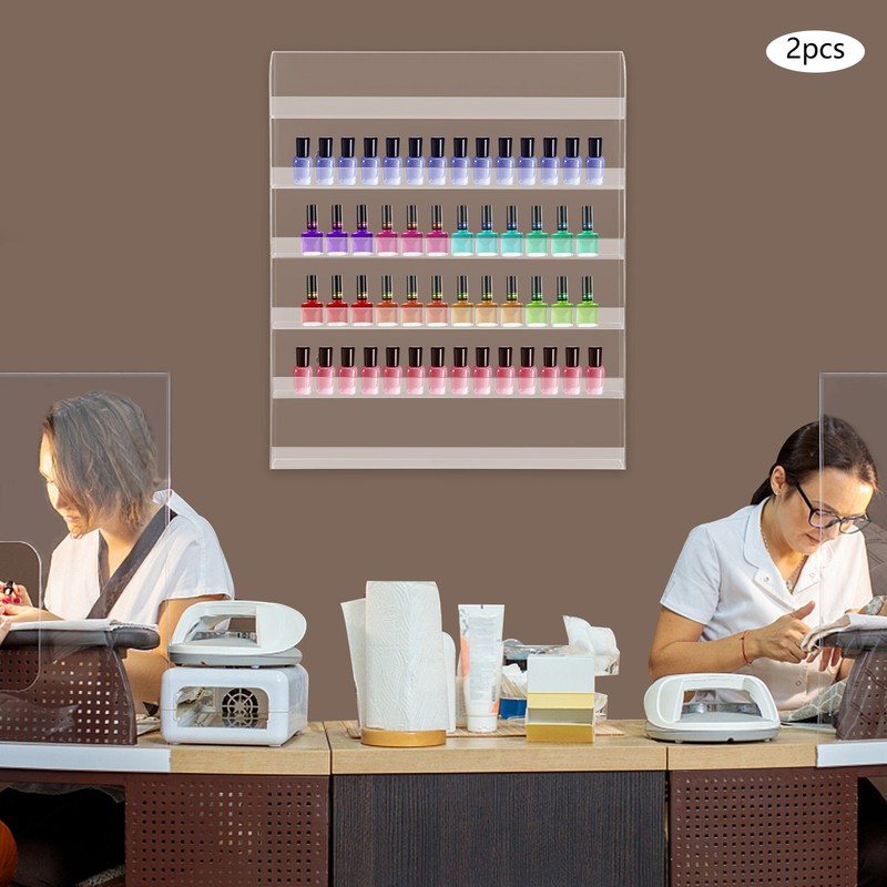 2 Pack Nail Polish Organizer Holder- Acrylic Wall Mounted 6-Tier Storage Rack