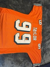 MIAMI DOLPHINS - JASON TAYLOR #99 SIGNED STITCHED ORANGE CUSTOM JERSEY - JSA COA