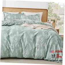 Duvet Cover Queen Size, Queen 90"x90" 01 - Green Leaves No Comforter 