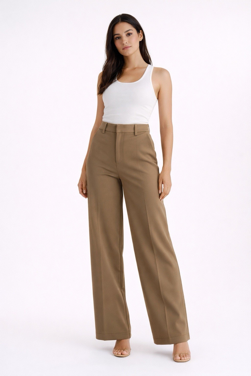 Good American Wide Leg Pants Womens 4/27 Khaki Work Minimalist Corpcore Office