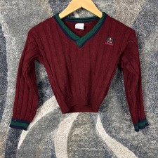 Vintage Cable Knit Sweater Girls 6 Burgundy Made in USA
