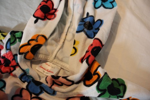 Hanna Andersson floral on white Hooded Terry swim Cover up Dress Size 12 - Picture 5 of 7
