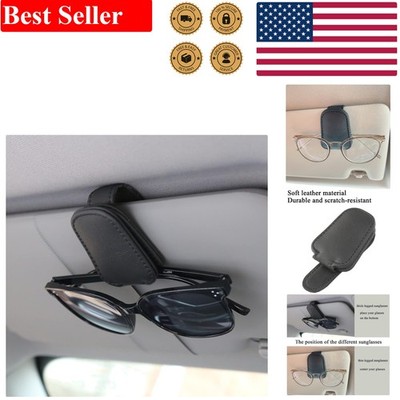 Elegant Magnetic Leather Sunglasses Holder for Car Visor - Easy Installation