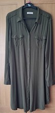 Womens M&S Indigo Long Shirt Dress UK Size 14- 16  Khaki/olive colour Used