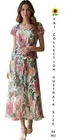 ?F & I COLLECTION SIZE 12 AU FLORAL SILK MIDI DRESS CINCHED BUCKLE WAISTLINE