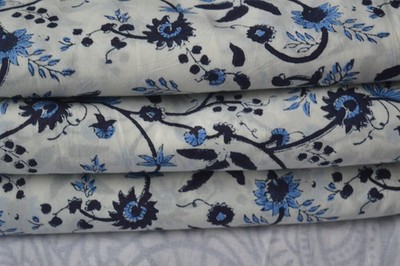 Hand Block 100%Cotton Floral Fabric 10 Yard NO TARRIF CHARGES 100%  ZK-118*