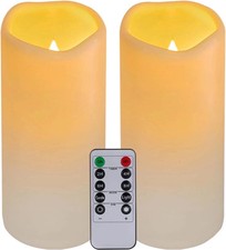 LED Candles With 10-Key Remote Timer Flickering Flameless Outdoor Indoor 2 Pack