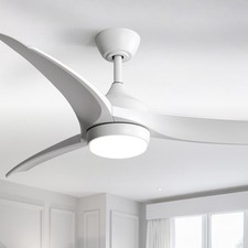 Integrated LED Light.Reversible.6 Adjustable Speed.White.52in Ceiling Fan.
