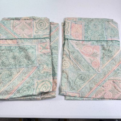 vintage crown craft pillowcase std pair floral geometric green pink y2k 90s