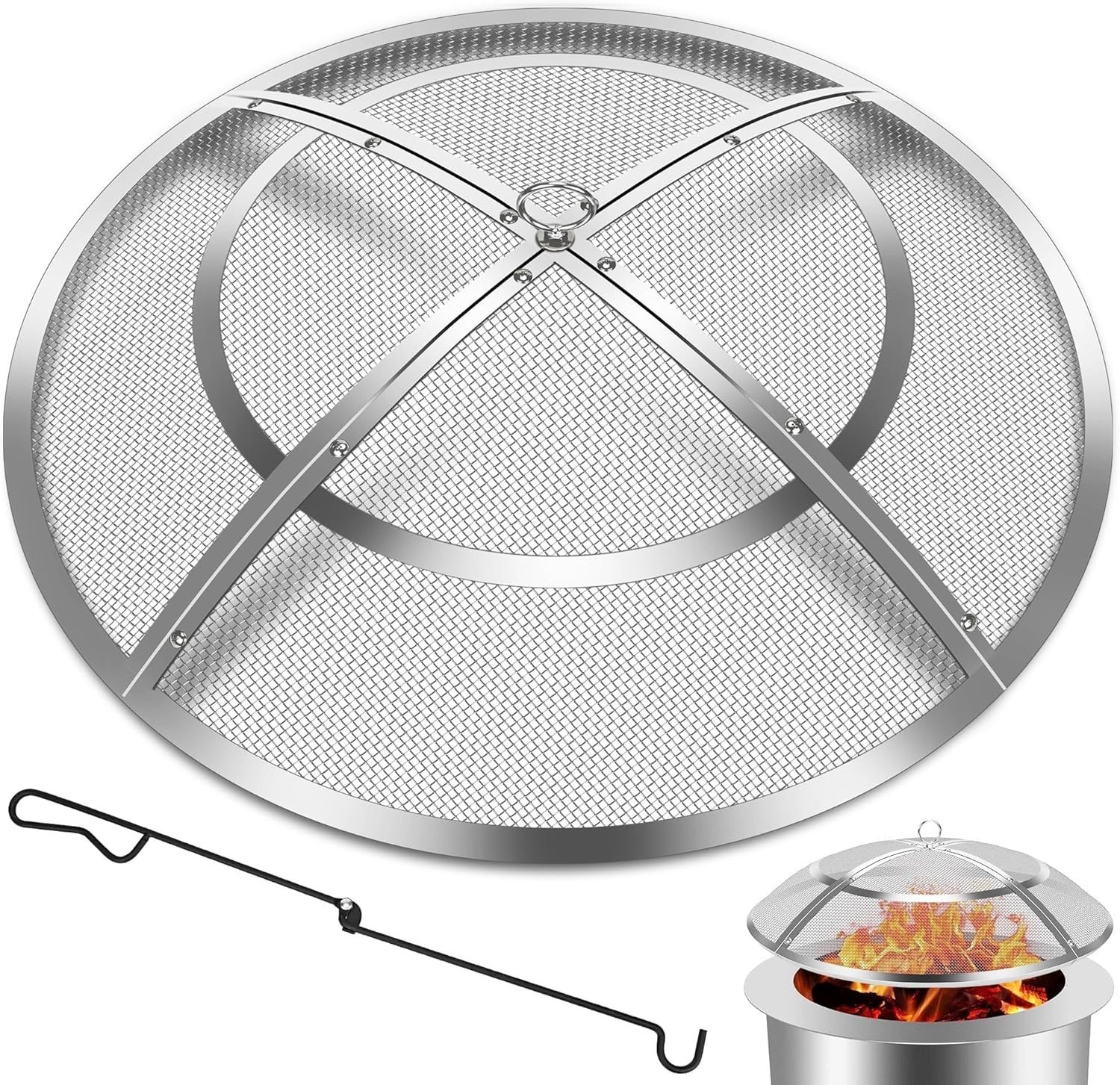 22-Inch Stainless Steel Fire Pit Spark Screen - Safety & Style for Outdoors