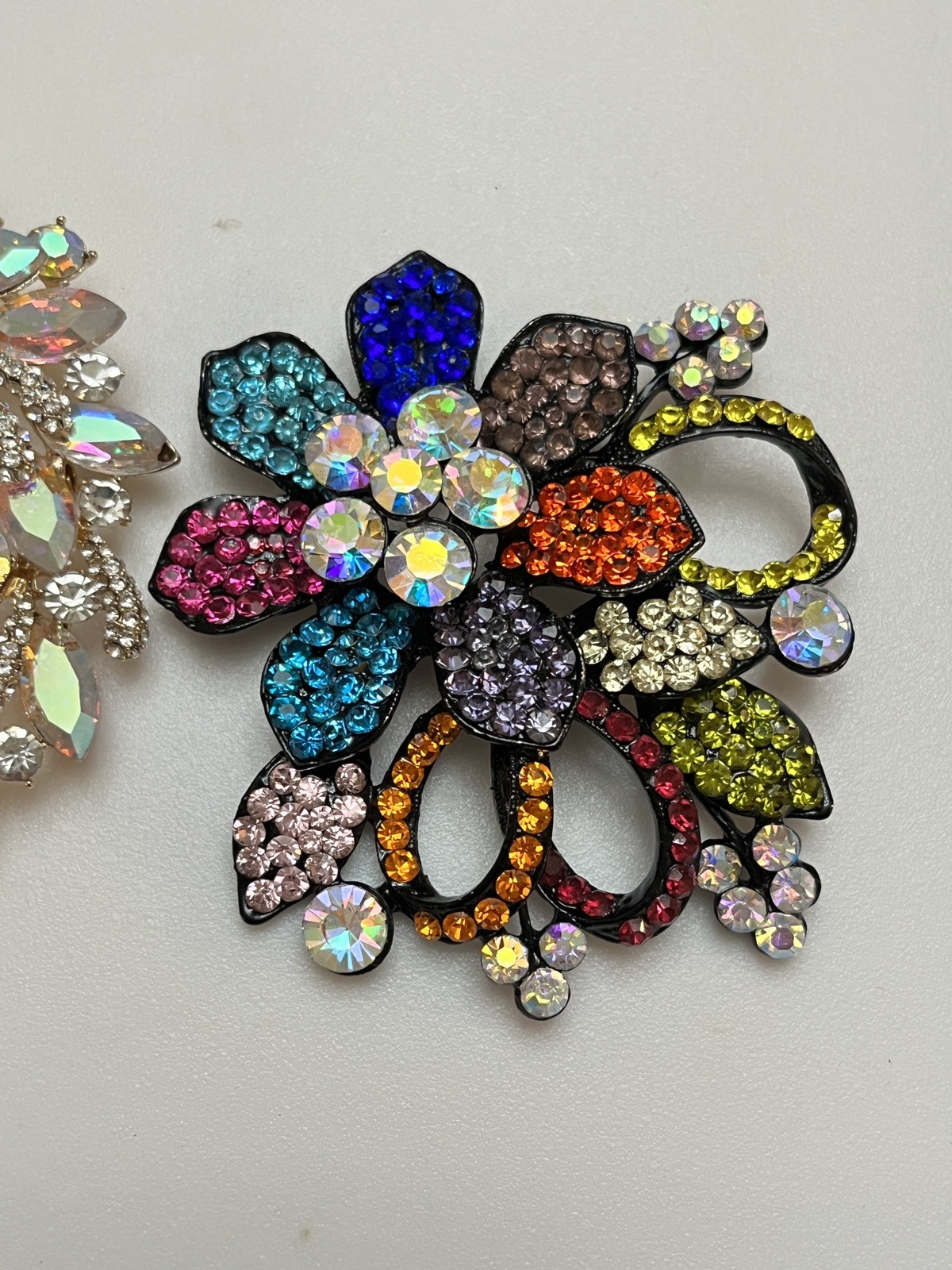 Rhinestone Flower Statement Brooches Dimensional … - image 4