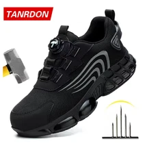 Rotary Button new safety shoes for men, anti-impact and anti-piercing work shoes
