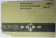 ROVER 2000 Car Owners Handbook 1963 #Part No. 4601 #TP334/A