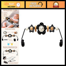 Wooden Baby Bouncer Toy Bar - Fun Attachment for All Ages, Secure Fit, Black  W