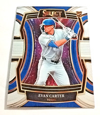 2024 Panini Select #1 Evan Carter Rookie Phenomenon Texas Rangers.          W159