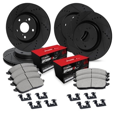 R1 Concepts Drilled & Slotted Brake Kit w Optimum Pads