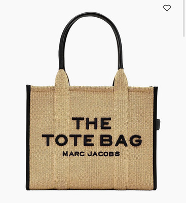 Authentic Marc Jacobs Large Tote Bag Natural Black Logo Zip and Pockets