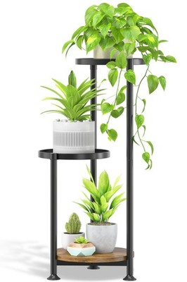 3 Tier Plant Stand Indoor Outdoor, 10in Wide Metal Tiered Tall Flower Pot Hol...