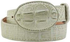 Kids Off White Western Belt Cowboy Wear Crocodile Pattern Leather Rodeo Buckle