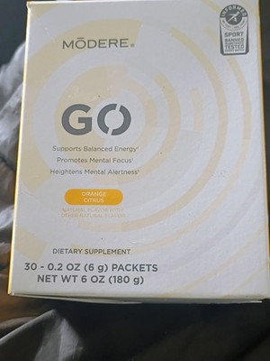Modere GO Orange citrus  Mind Focus ENERGYSupplement 30 Packets 6 oz Energy