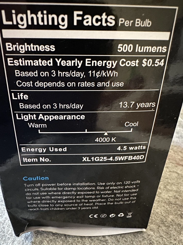 Torchstar LED Light Bulbs Cool White 500 Lumens 60w 4.5 Watt  2pk Bulb G25 - Image 2 of 4