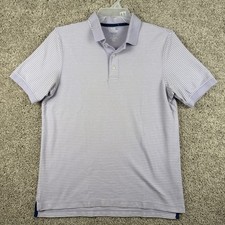 Croft Barrow Polo Shirt Men's Med Short Sleeve Light Pink Stripe Easy Care