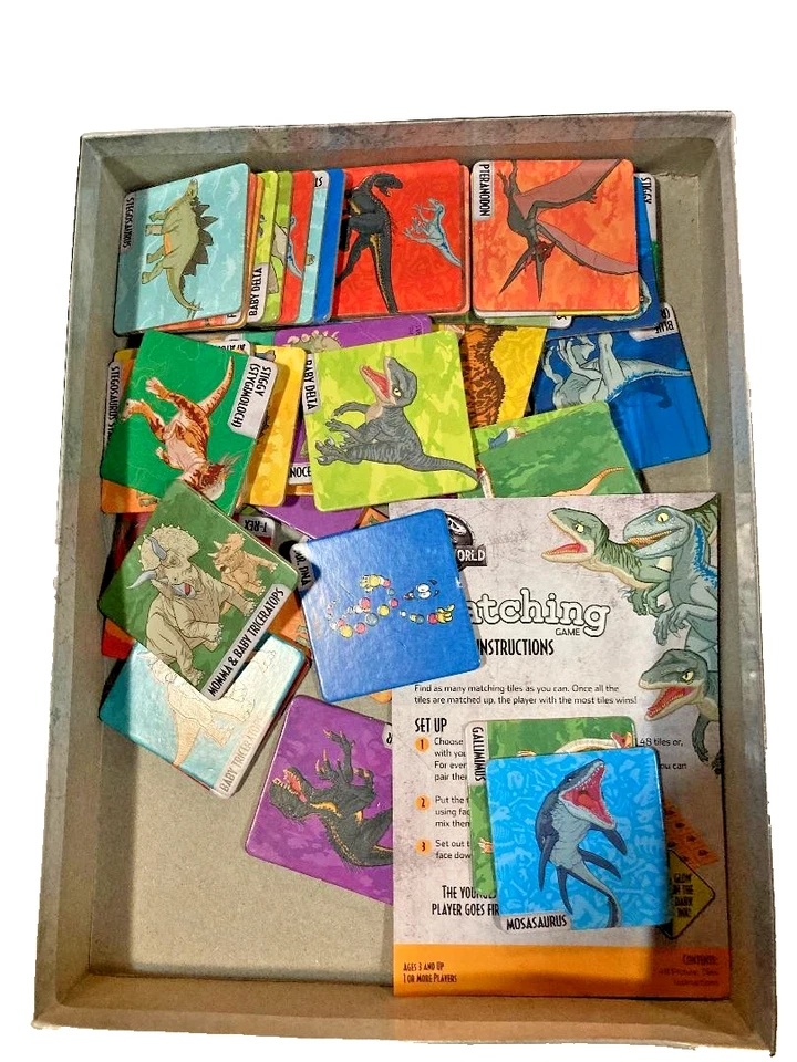 Jurassic World Dinosaur Glow Memory Matching Game Kids Preowned Fun - Image 2 of 2
